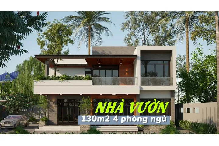 11 Mẫu nhà vườn 130m2 4 phòng ngủ cho gia đình đa thế hệ