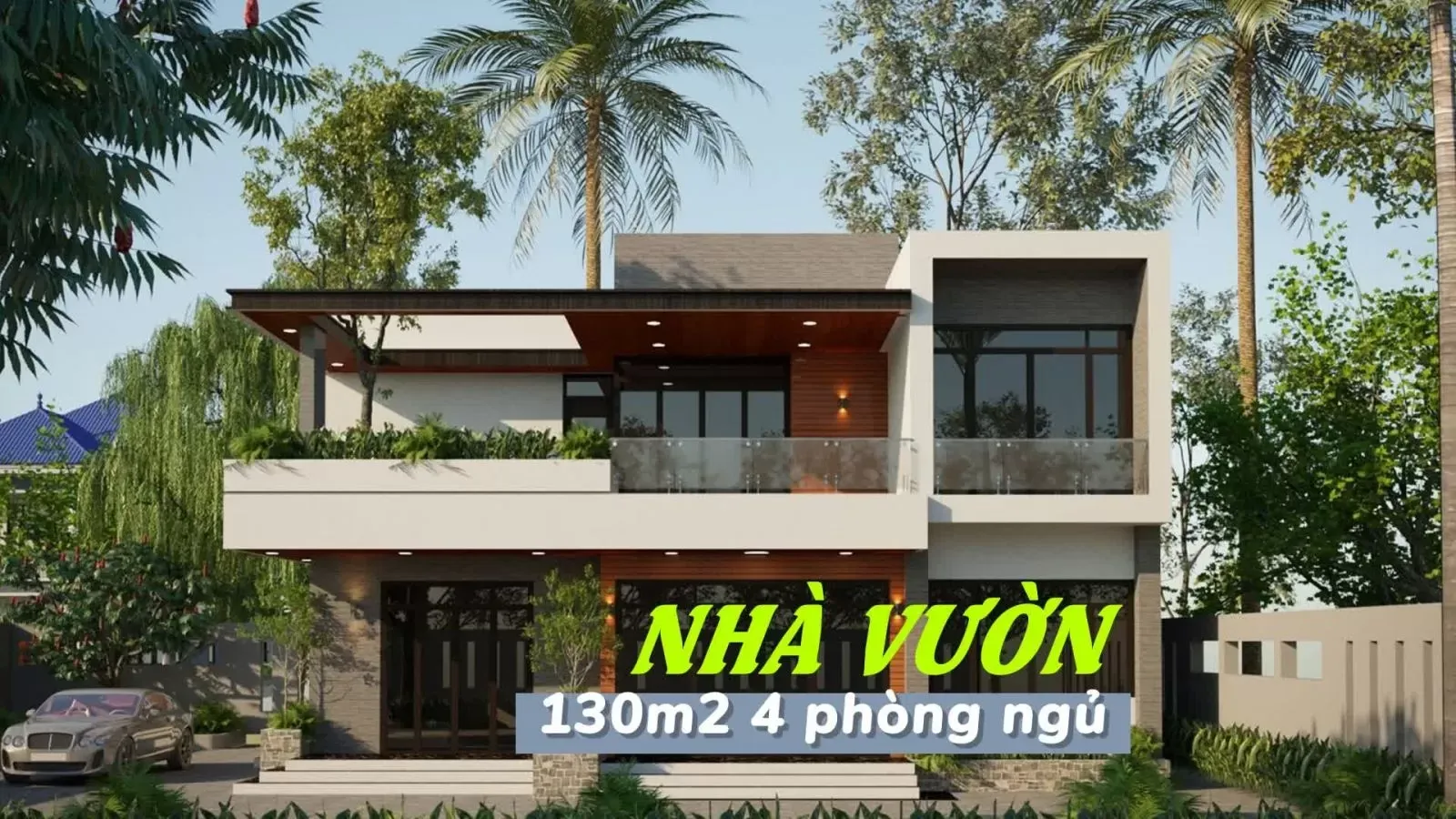 11 Mẫu nhà vườn 130m2 4 phòng ngủ cho gia đình đa thế hệ