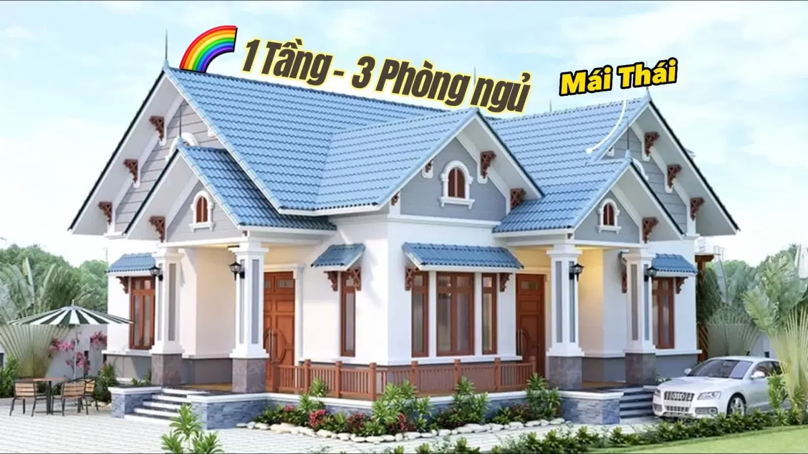 13 Mẫu nhà mái thái 1 tầng 3 phòng ngủ tiện nghi nhất năm 2024