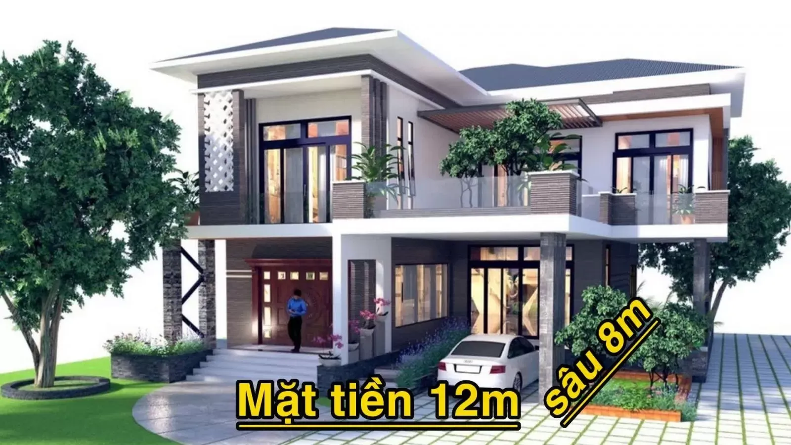 17 Mẫu thiết kế nhà mặt tiền 12m sâu 8m đẹp từng góc nhìn