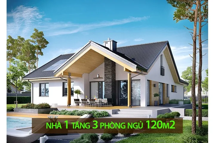 19 Mẫu nhà 1 tầng 3 phòng ngủ 120m2 tinh tế và tiện nghi