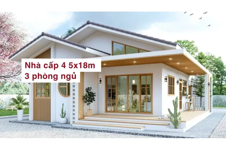 20 mẫu nhà cấp 4 5x18m 3 phòng ngủ giá rẻ hiện nay