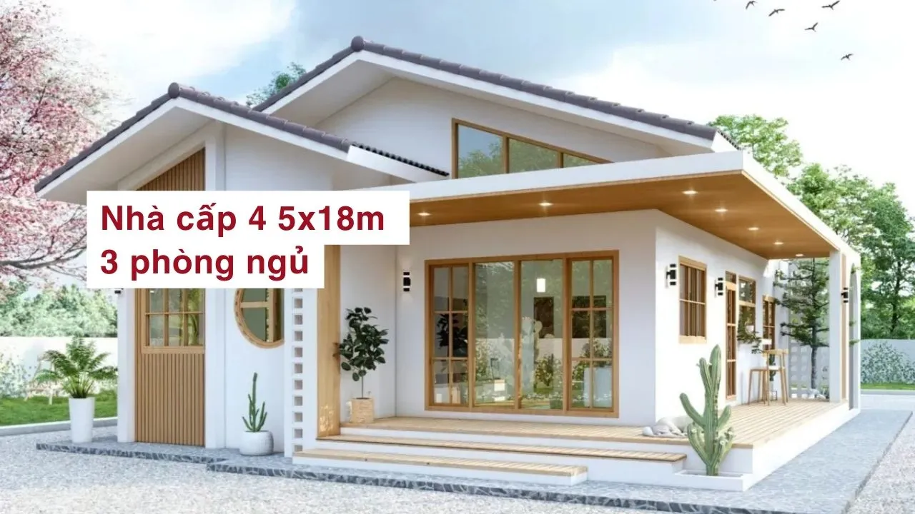 20 mẫu nhà cấp 4 5x18m 3 phòng ngủ giá rẻ hiện nay