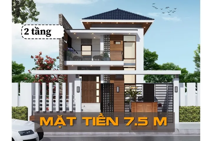 21 Mẫu nhà 2 tầng mặt tiền 7 5m đẹp thiết kế ấn tượng nhất