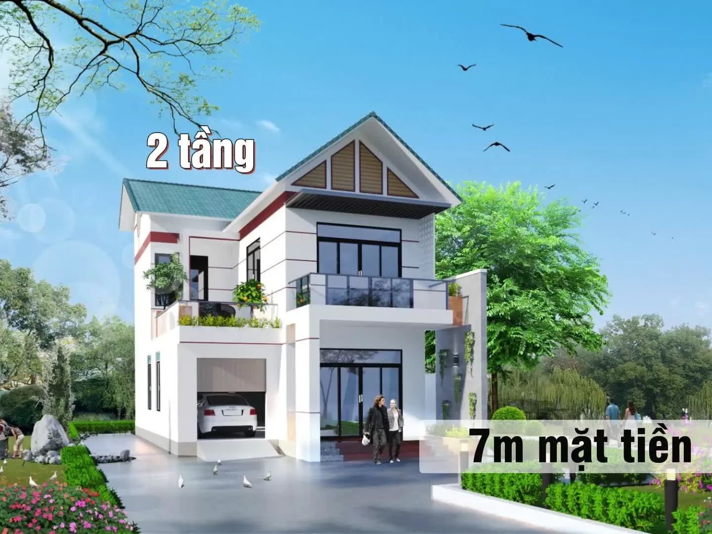 21 mẫu nhà mặt tiền 7m 2 tầng đẹp ấn tượng nhất 2024