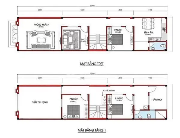 21 Mẫu thiết kế nhà 2 tầng 3 phòng ngủ 5×20 cực đẹp yêu thích nhất