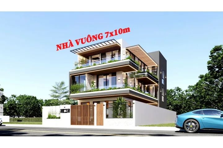 25 Mẫu nhà vuông 7x10m (3 – 4 phòng ngủ) cực đẹp cho gia đình nhỏ