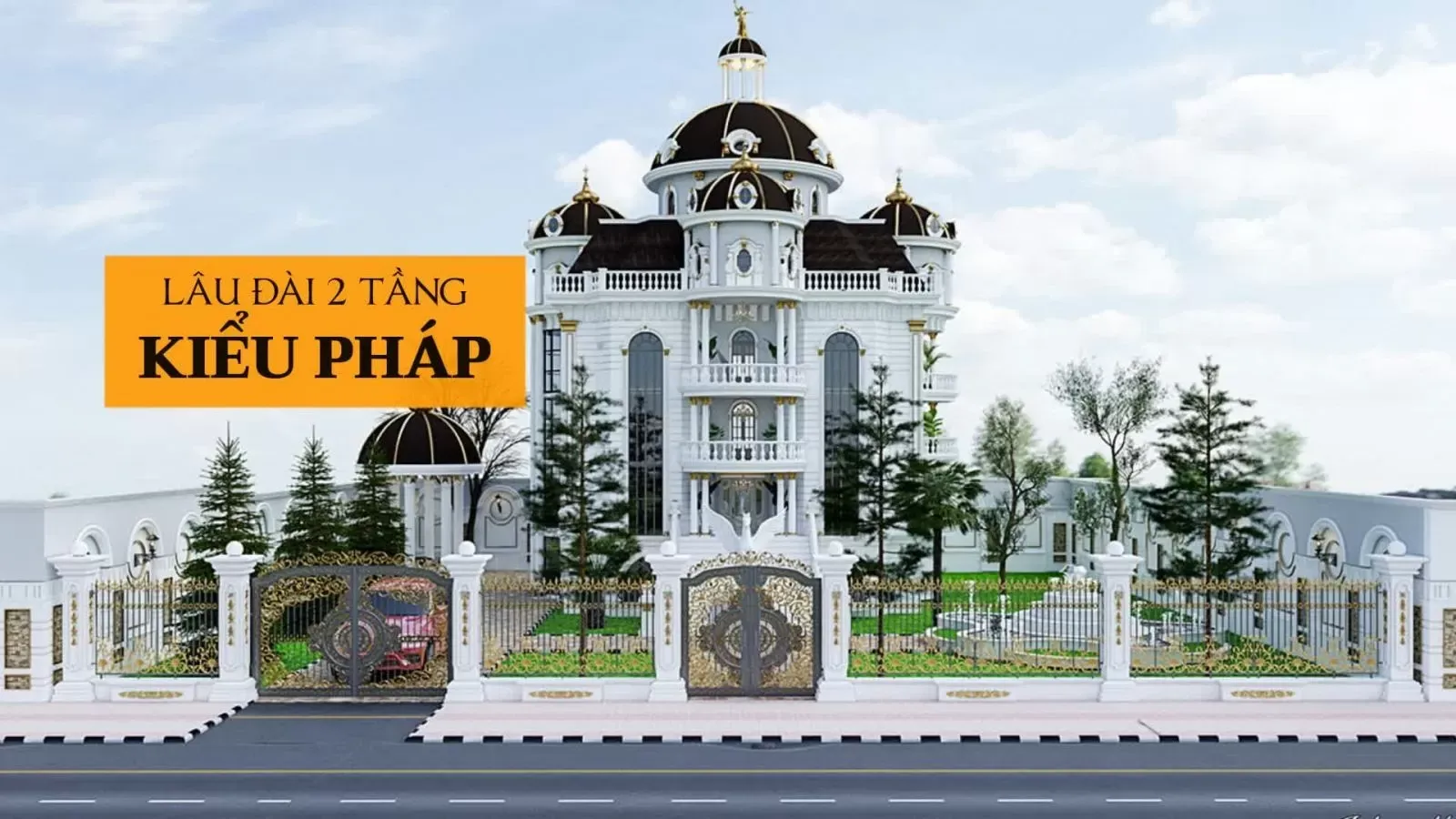 25 Mẫu thiết kế biệt thự lâu đài 2 tầng kiểu pháp đẹp mê ly