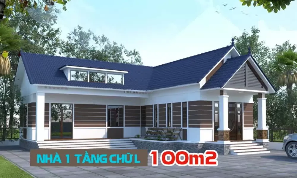 27 mẫu nhà 1 tầng chữ L 100m2 đẹp đang là xu hướng 2024