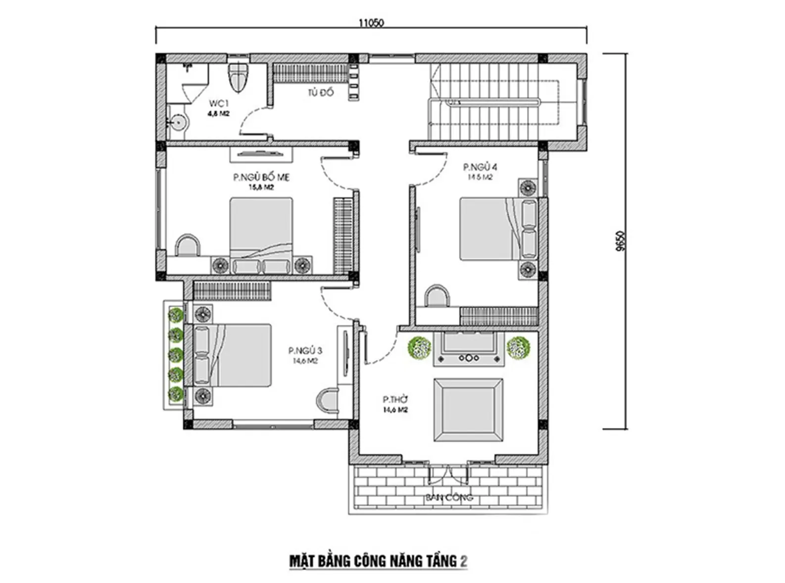 29 Mẫu nhà 2 tầng mái nhật 5 phòng ngủ tiện nghi cho 3 thế hệ