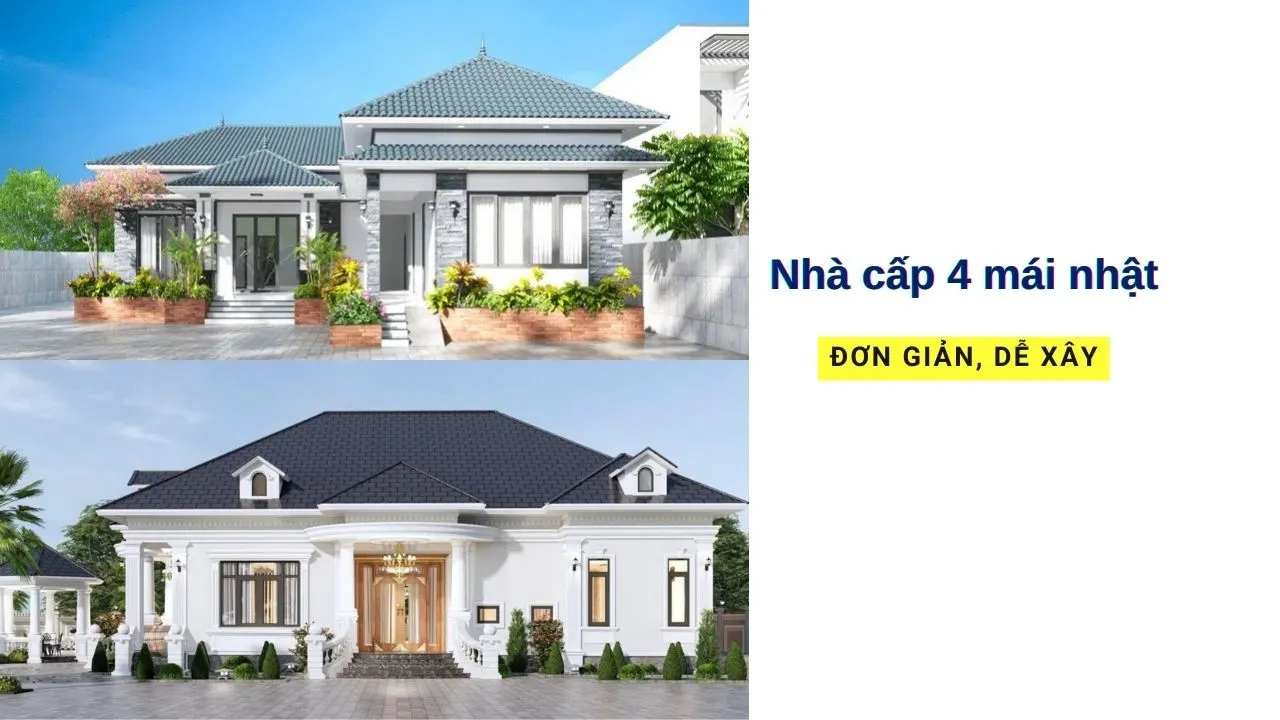 30 mẫu nhà cấp 4 mái nhật đơn giản, dễ xây dựng