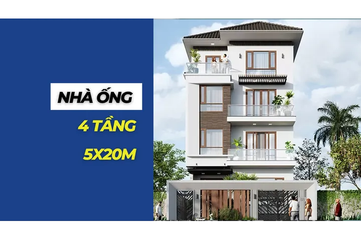 30+ mẫu nhà ống 4 tầng 5x20m đẹp cuốn hút, say mê mọi ánh nhìn