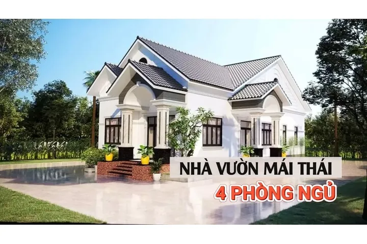 35 Mẫu nhà vườn mái thái 4 phòng ngủ đơn giản đẹp chi phí tốt nhất