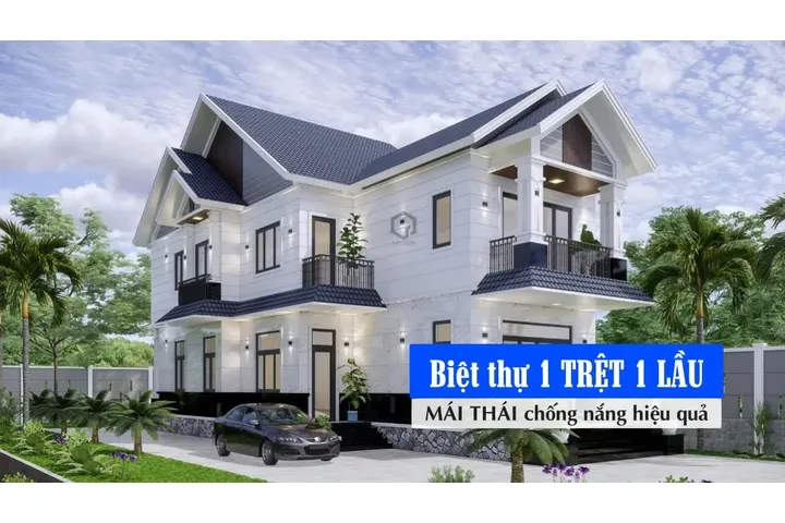 35 Thiết kế biệt thự 1 trệt 1 lầu mái thái chống nóng hiệu quả