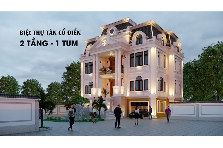 37 Mẫu nhà tân cổ điển 2 tầng 1 tum đẹp nhất hiện nay