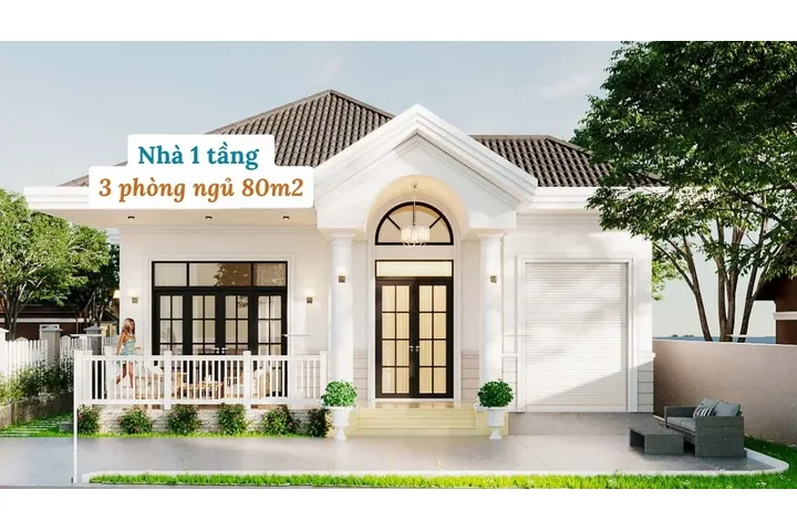 38 mẫu thiết kế nhà 1 tầng 3 phòng ngủ 80m2 được ưa chuộng nhất