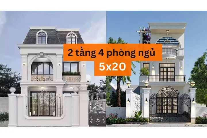 5 cách xây nhà 2 tầng 4 phòng ngủ 5×20 tiết kiệm chi phí nhất