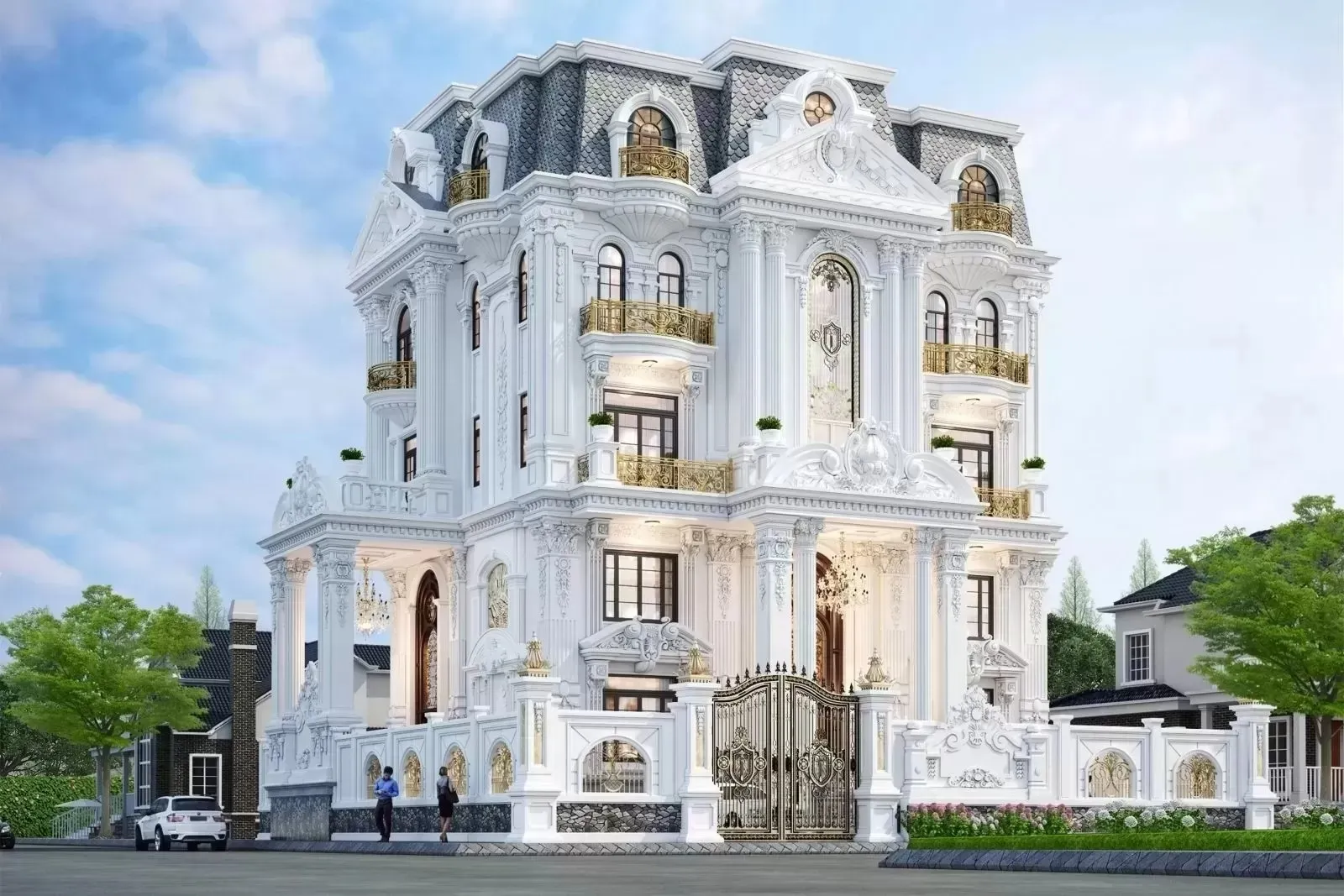 59 Mẫu thiết kế biệt thự mái Mansard sang trọng và lộng lẫy