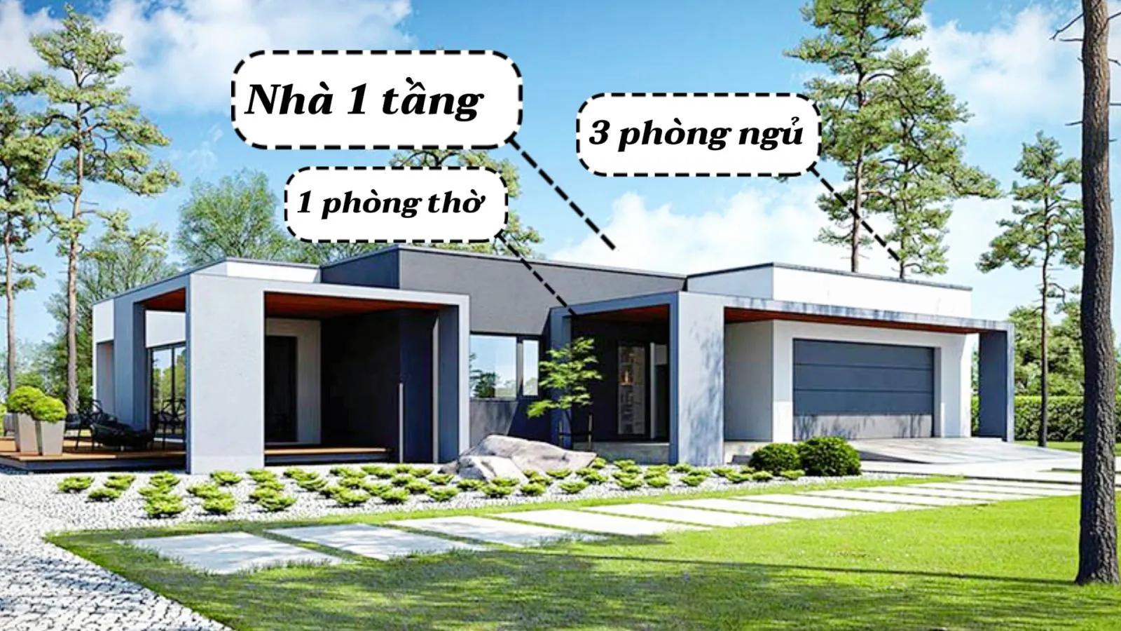 Bộ sưu tập 21+ mẫu nhà 1 tầng 3 phòng ngủ 1 phòng thờ đẹp