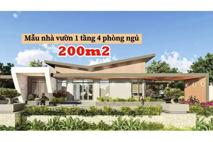 Các mẫu nhà 1 tầng 4 phòng ngủ 200m2 rộng rãi ai cũng thích