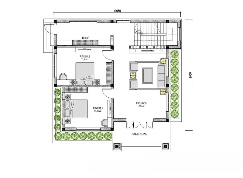 Các mẫu nhà 2 tầng 5 phòng ngủ 150m2 đẹp & bản vẽ chi tiết