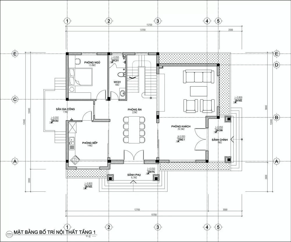 Các mẫu nhà 2 tầng 5 phòng ngủ 150m2 đẹp & bản vẽ chi tiết