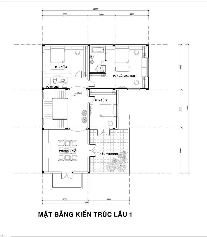 Các mẫu nhà 2 tầng 5 phòng ngủ 150m2 đẹp & bản vẽ chi tiết