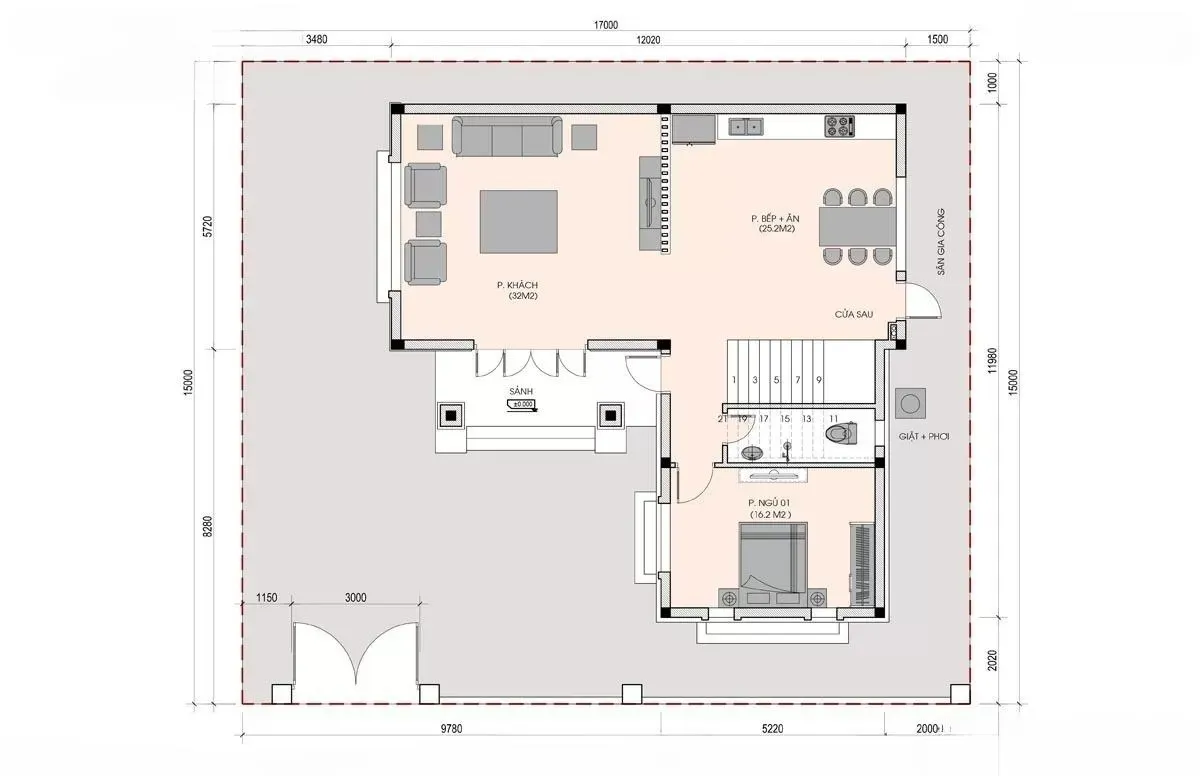 Các mẫu nhà 2 tầng 80m2 giá rẻ nhưng vẫn đầy đủ tiện nghi