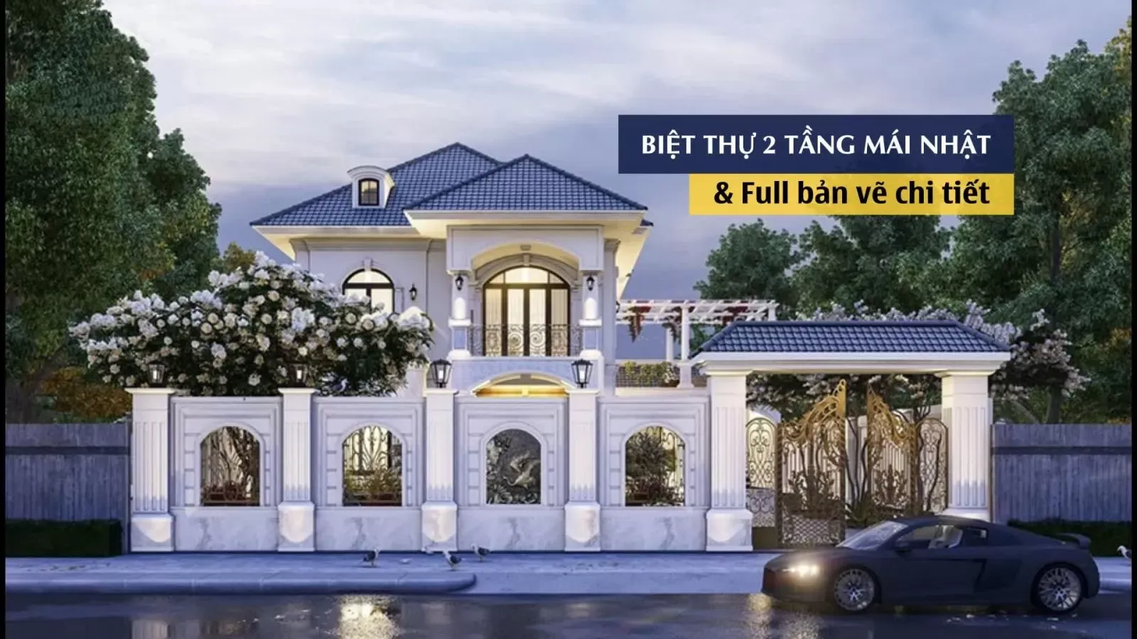 Các mẫu thiết kế nhà đẹp 2 tầng mái nhật & Full bản vẽ chi tiết