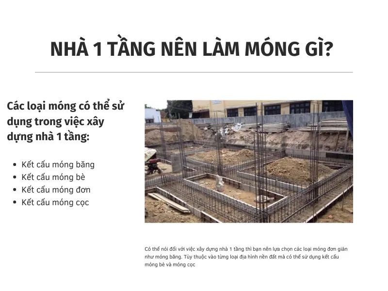 Chi phí làm móng nhà 1 tầng chi tiết nhất