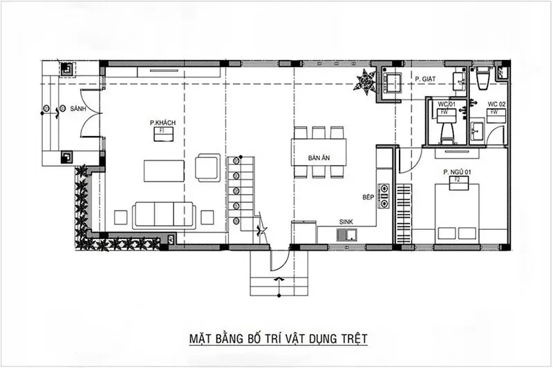 Chi tiết mặt bằng nhà 2 tầng mái nhật công năng vượt trội