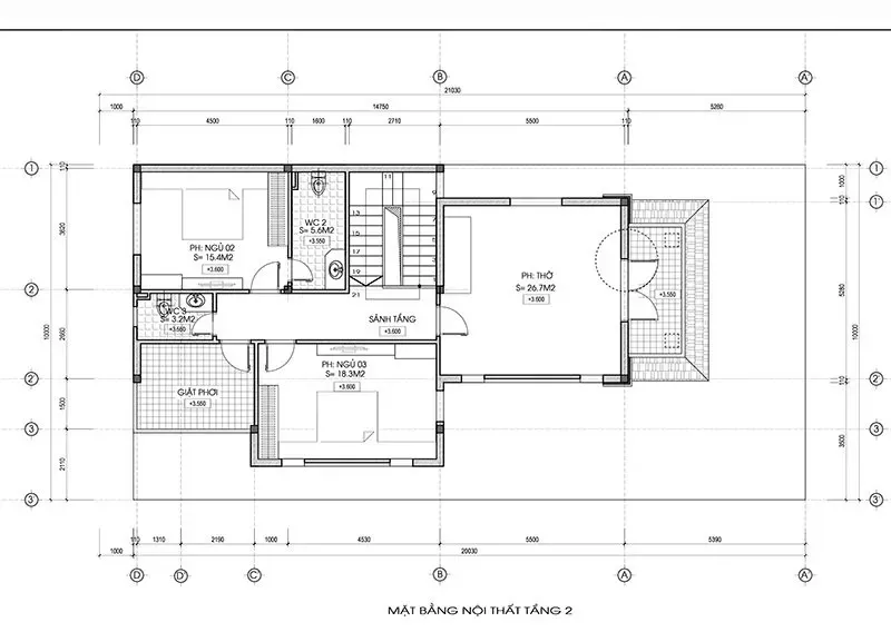 Chi tiết mặt bằng nhà 2 tầng mái nhật công năng vượt trội