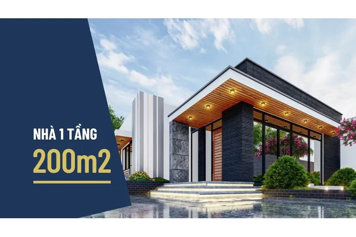 Chia sẻ những mẫu thiết kế nhà 1 tầng 200m2 đẹp nhất 2024