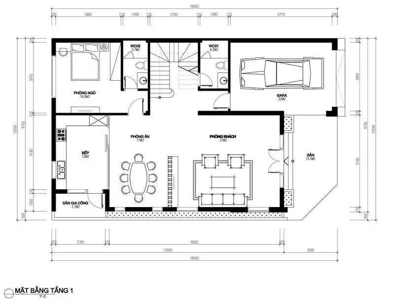 Chiêm ngưỡng mẫu nhà mái lệch 3 tầng đẹp (Full bản vẽ)