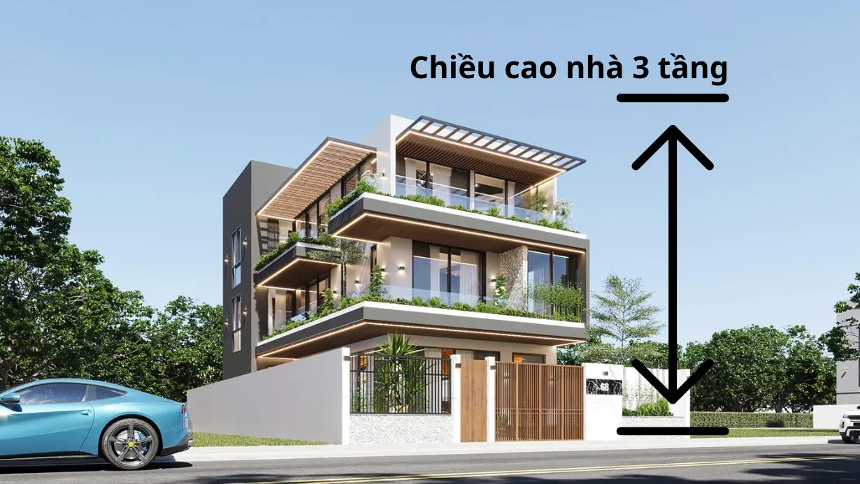 Chiều cao nhà 3 tầng hợp lý nhất là bao nhiêu?