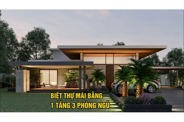 Điểm danh 37 mẫu nhà mái bằng 1 tầng 3 phòng ngủ đẹp nhất