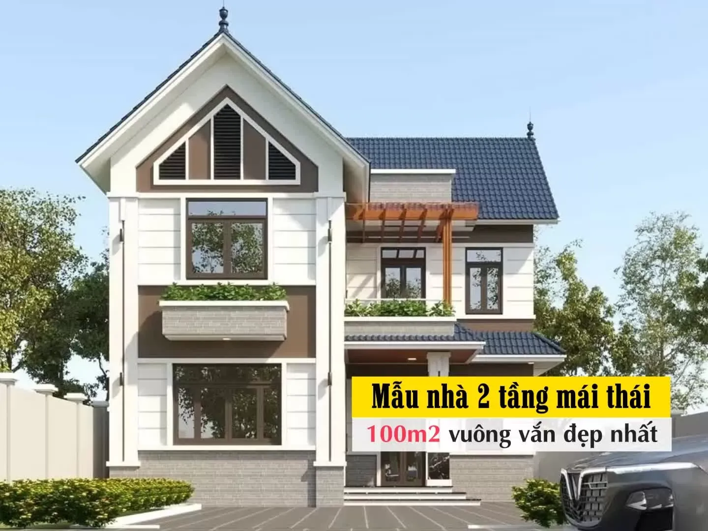 Giới thiệu 35 mẫu nhà 2 tầng mái thái 100m2 vuông vắn đẹp nhất