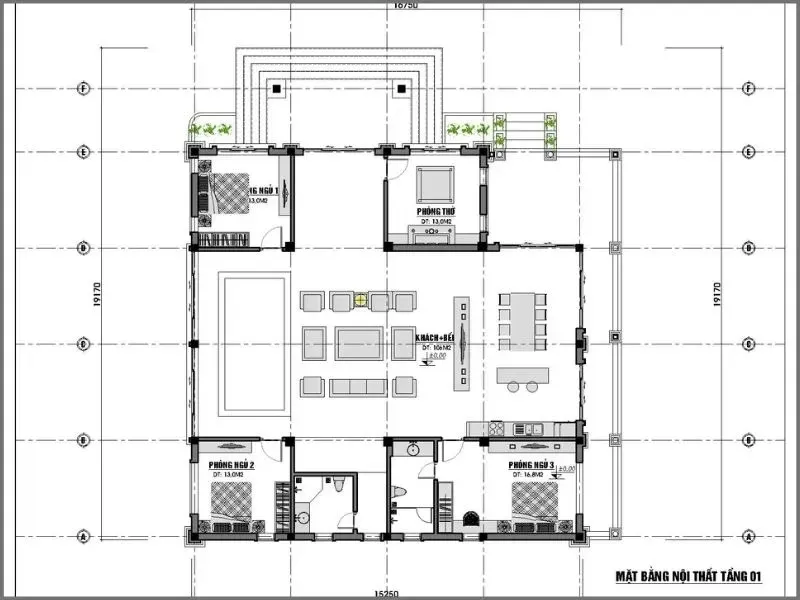 Kinh nghiệm xây dựng mẫu nhà vuông 1 tầng 80m2 (kèm bản vẽ mặt bằng)