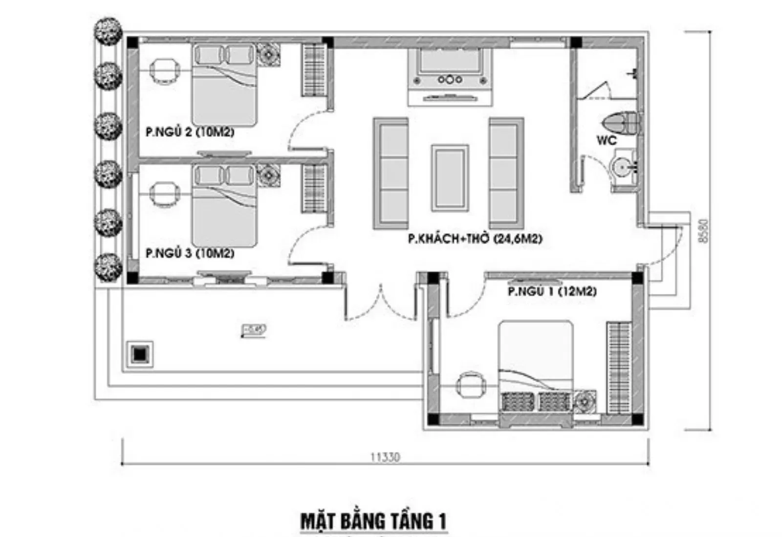 Kinh nghiệm xây dựng mẫu nhà vuông 1 tầng 80m2 (kèm bản vẽ mặt bằng)