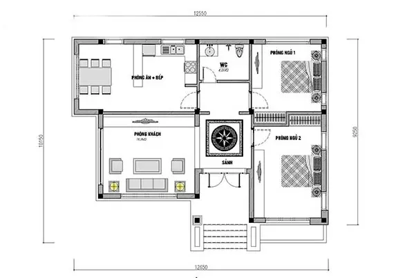 Kinh nghiệm xây dựng mẫu nhà vuông 1 tầng 80m2 (kèm bản vẽ mặt bằng)