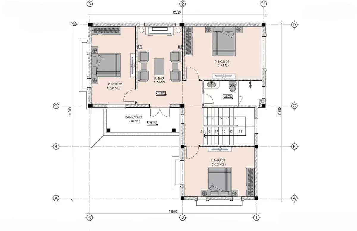 Mặt bằng nhà vườn 2 tầng thiết kế chuẩn phong thủy 2024