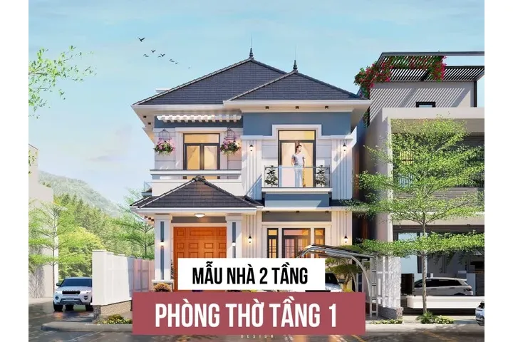 Những mẫu nhà 2 tầng có phòng thờ tầng 1 đẹp chuẩn phong thủy