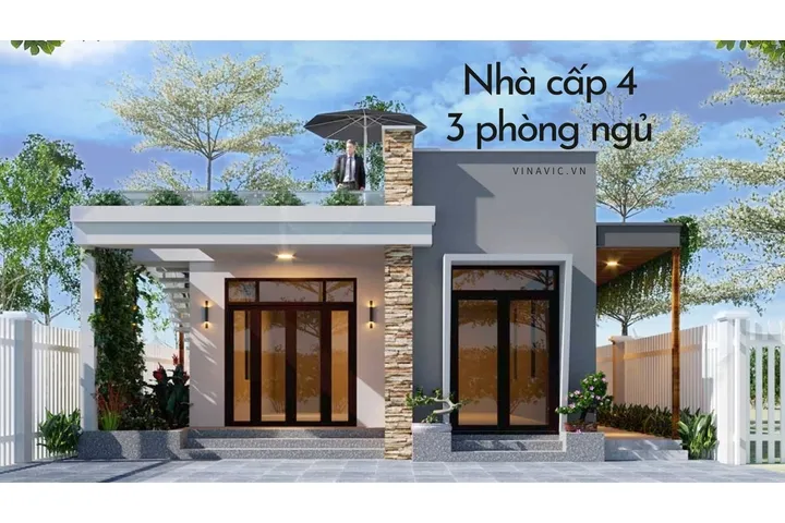 Những mẫu nhà cấp 4 mái bằng 3 phòng ngủ đẹp nhất