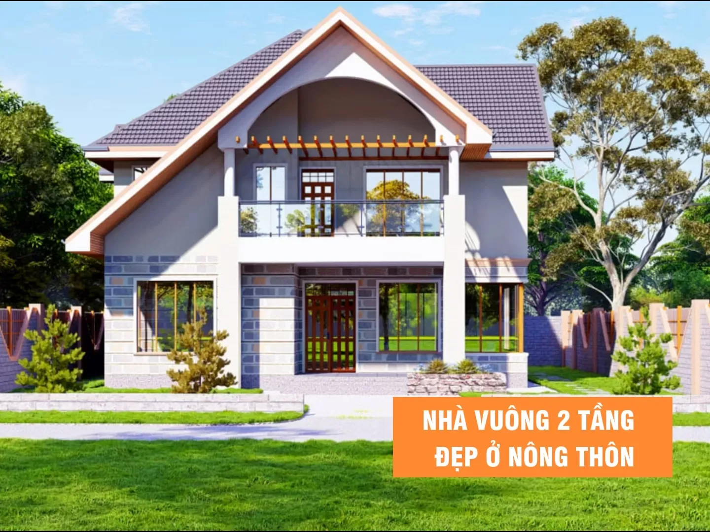 Những mẫu nhà vuông 2 tầng đẹp ở nông thôn đẹp đáng xây nhất