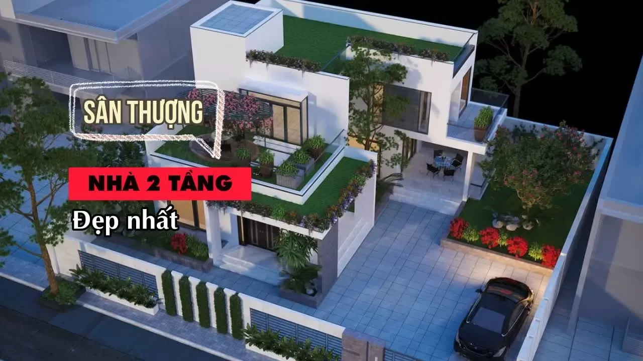 Nổi bật với 23 mẫu nhà 2 tầng có sân thượng đẹp nhất hiện nay