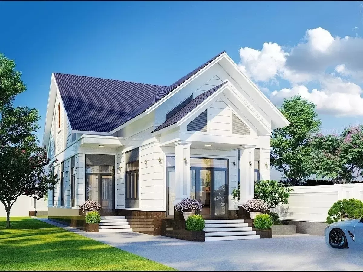 Thiết kế nhà chữ L 80m2: Mở rộng không gian với cửa sổ và ban công