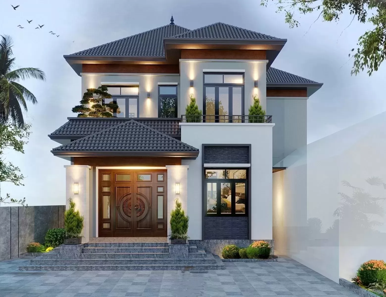 Thiết kế nhà vuông 8x9m 2 tầng với chi phí hợp lý và tiết kiệm