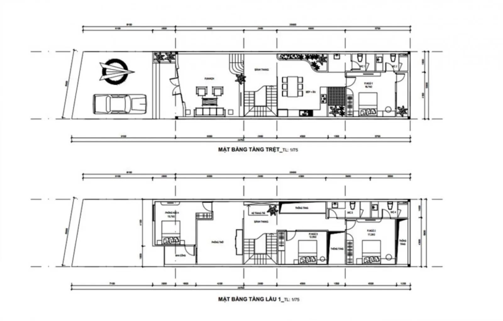 Tìm hiểu mặt bằng kiến trúc nhà phố 2 tầng mái thái