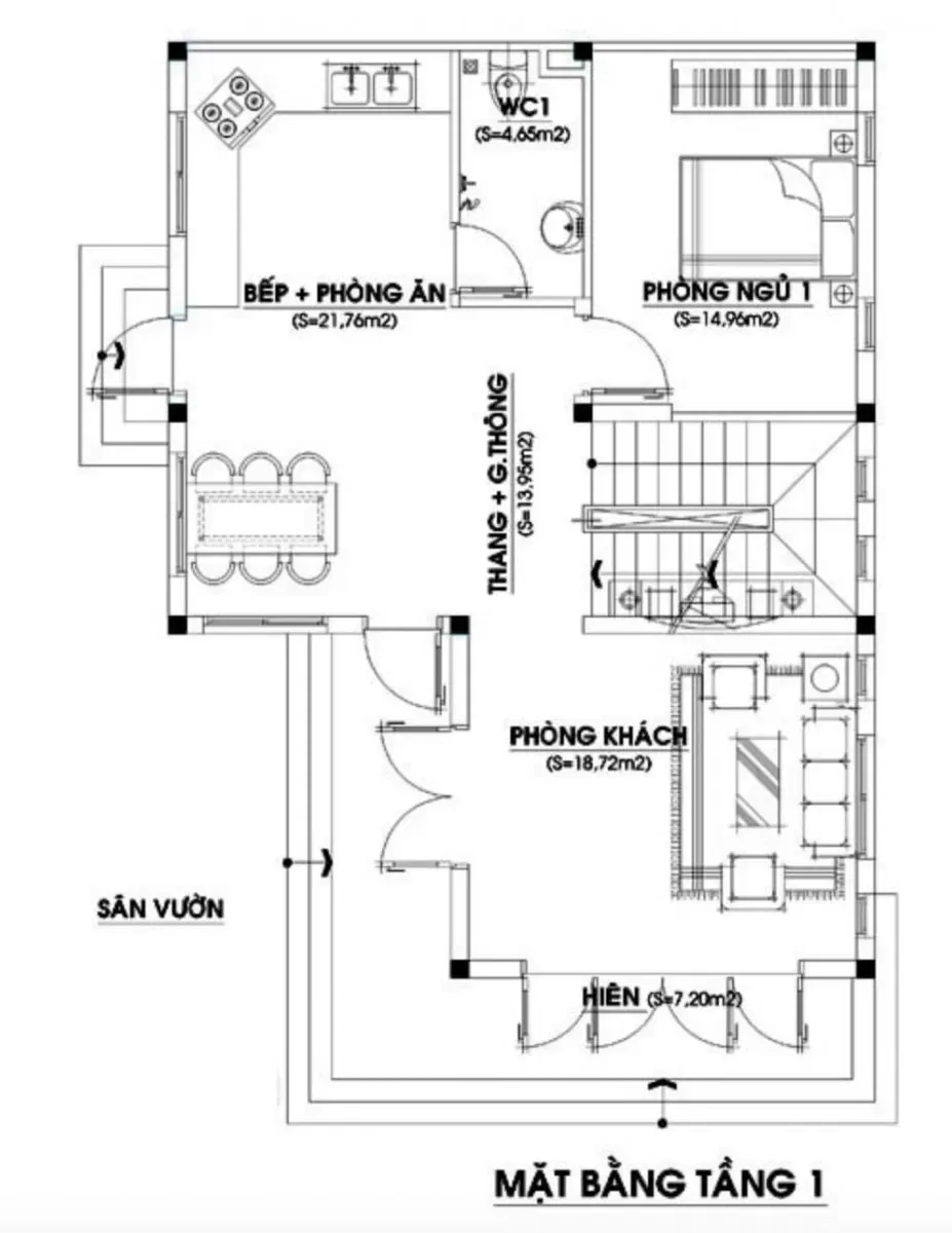 Tìm hiểu mặt bằng kiến trúc nhà phố 2 tầng mái thái