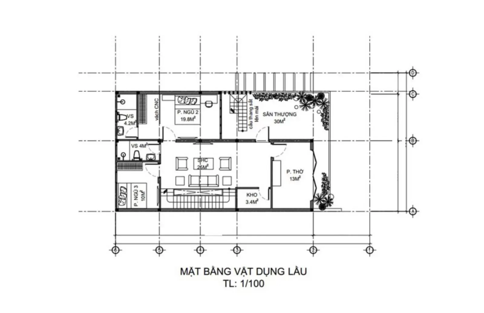 Tìm hiểu mặt bằng kiến trúc nhà phố 2 tầng mái thái